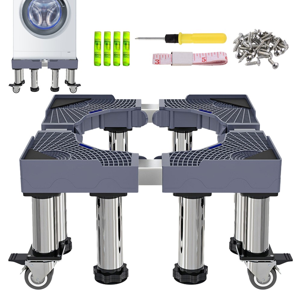 Adjustable Washing Machine Stand Mini Fridge Stand 400 lbs Load 4 Wheels