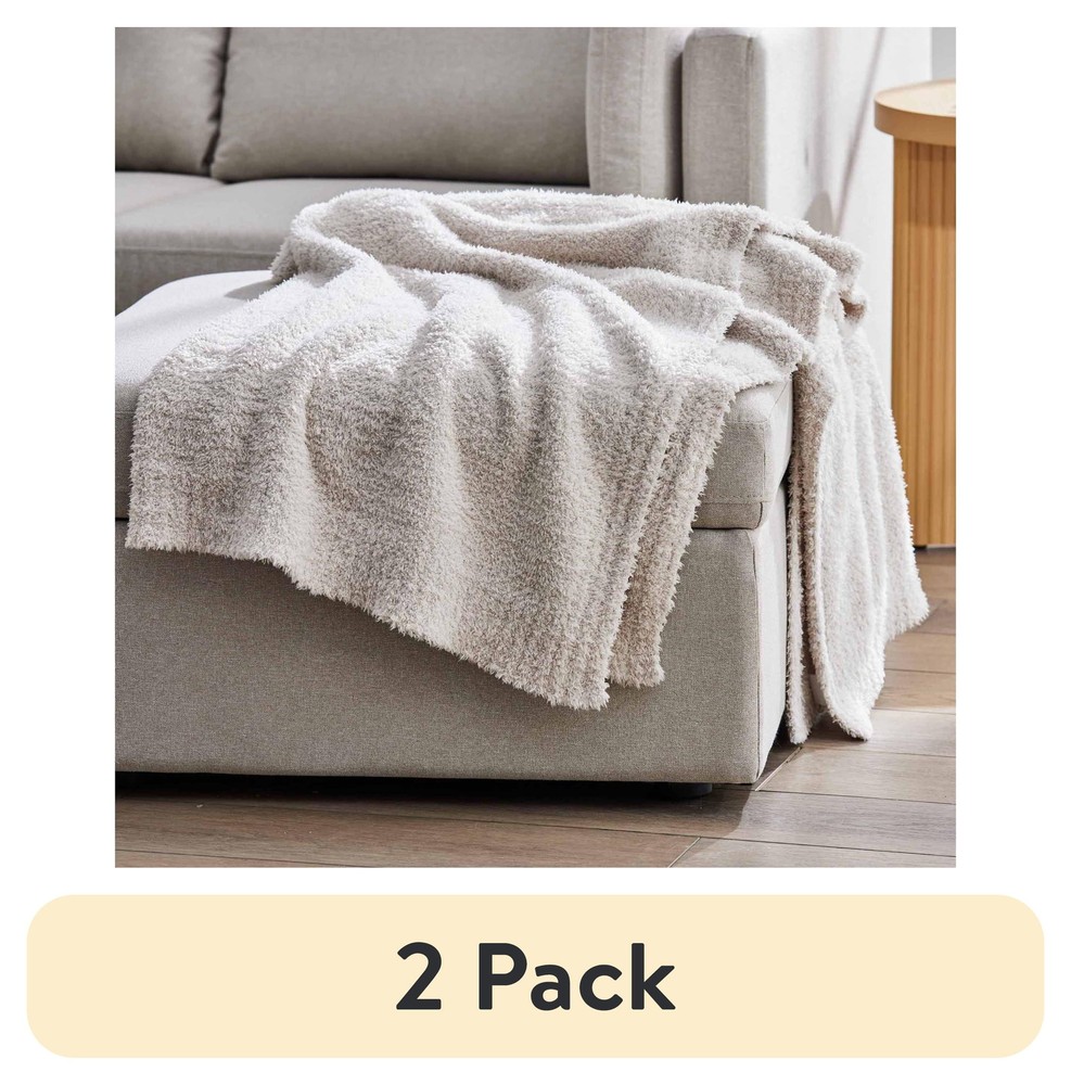 (2 pack) Beige Cozy Knit Throw, 50