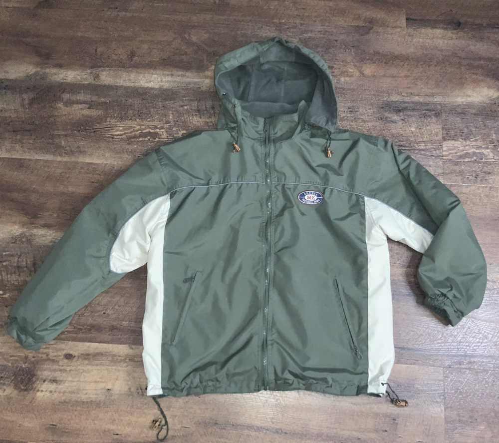 Arcadia National Park ME reversible Jacket Coat Green Hooded Fleece Medium-image