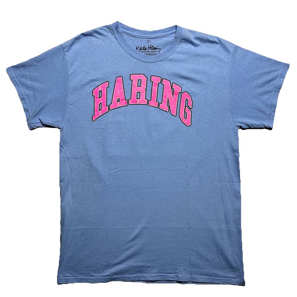Keith Haring Three Eyes Face T Shirt Mens L Blue Pink Pop Art