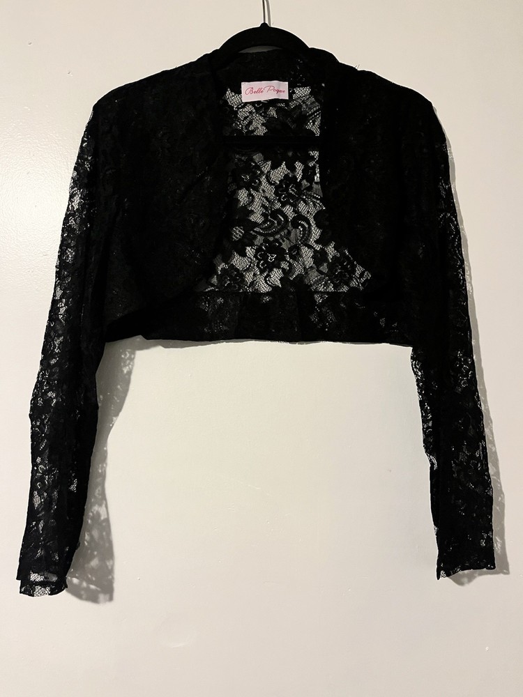 Vintage Woman’s Black Lace Shrug Shall Y2K Goth Cocktail Size Medium/Large