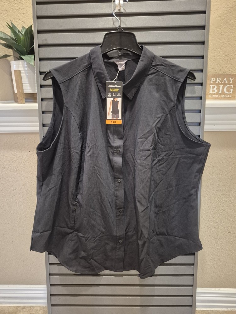 EDDIE BAUER WOMENS SLEEVELESS TECH SHIRT SIZE XXL BLACK