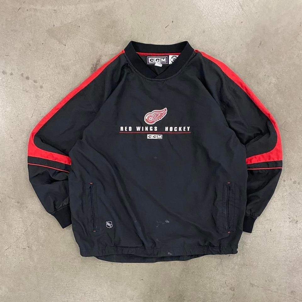 Vintage NHL Detroit Red Wings CCM Pullover Windbreaker Jacket Size M