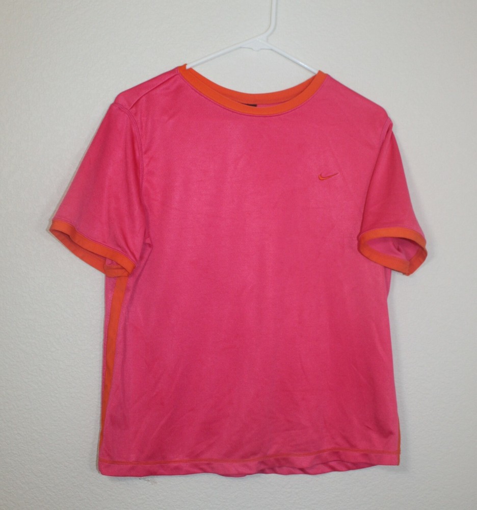 NIKE Women's Athletic Dark Pink, Polyester T-Shirt, Large (12-14), NIKE TEE