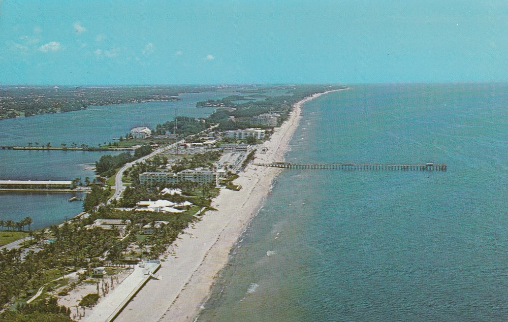 Panoramic Aerial View of Beach Pier Lake Worth Florida FL  Postcard