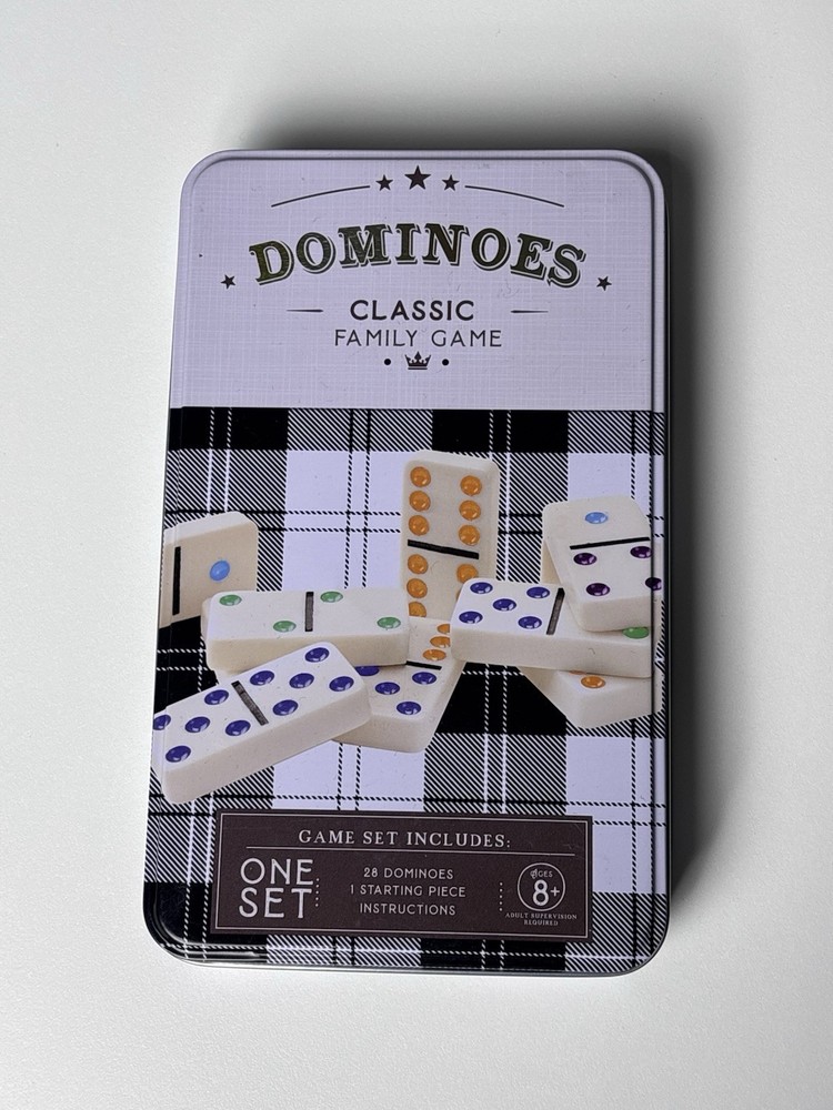 Cardinal Classic Games Double Six Dominoes 28 Color Dot Dominoes in Tin Box