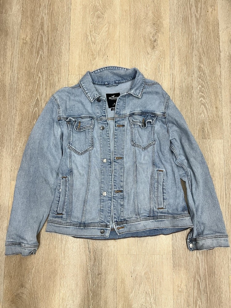 Hollister California Men’s Light Wash Denim Jacket XL Advanced Stretch Trucker