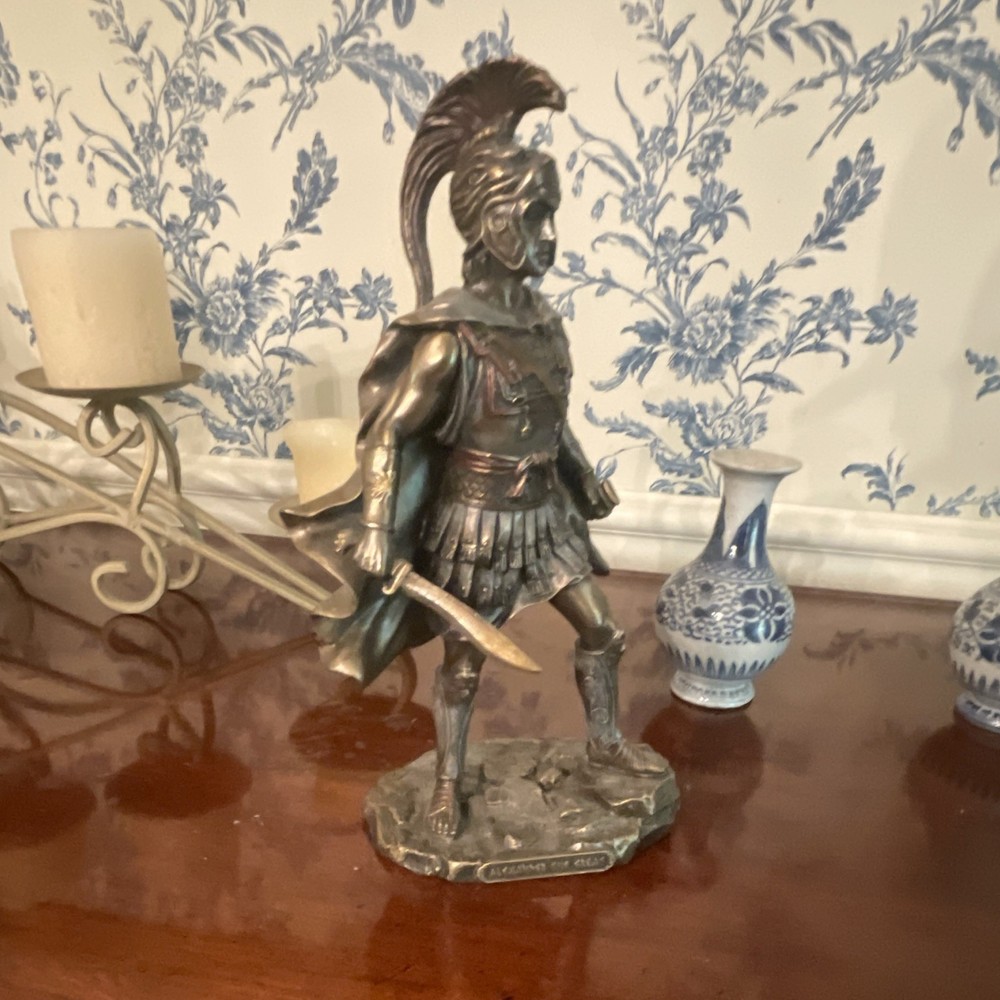 Alexander the Great Bronze Metal Historical Warrior Figurine, Free Standing
