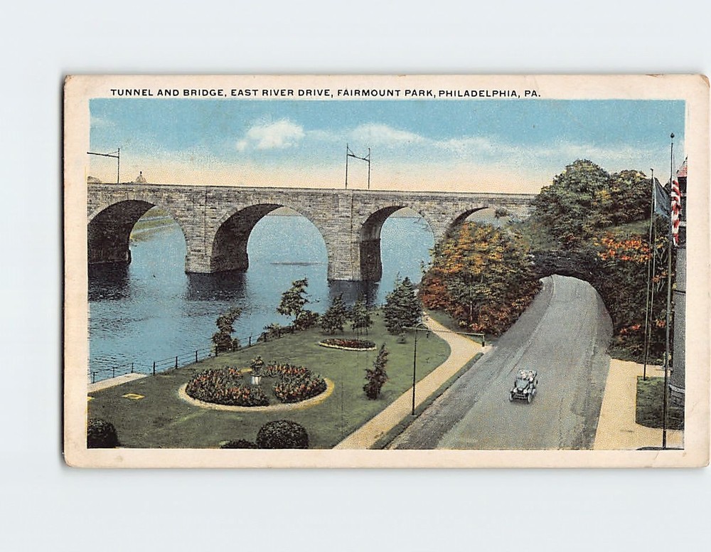 Postcard Tunnel & Bridge East River Drive Fairmount Park Pennsylvania