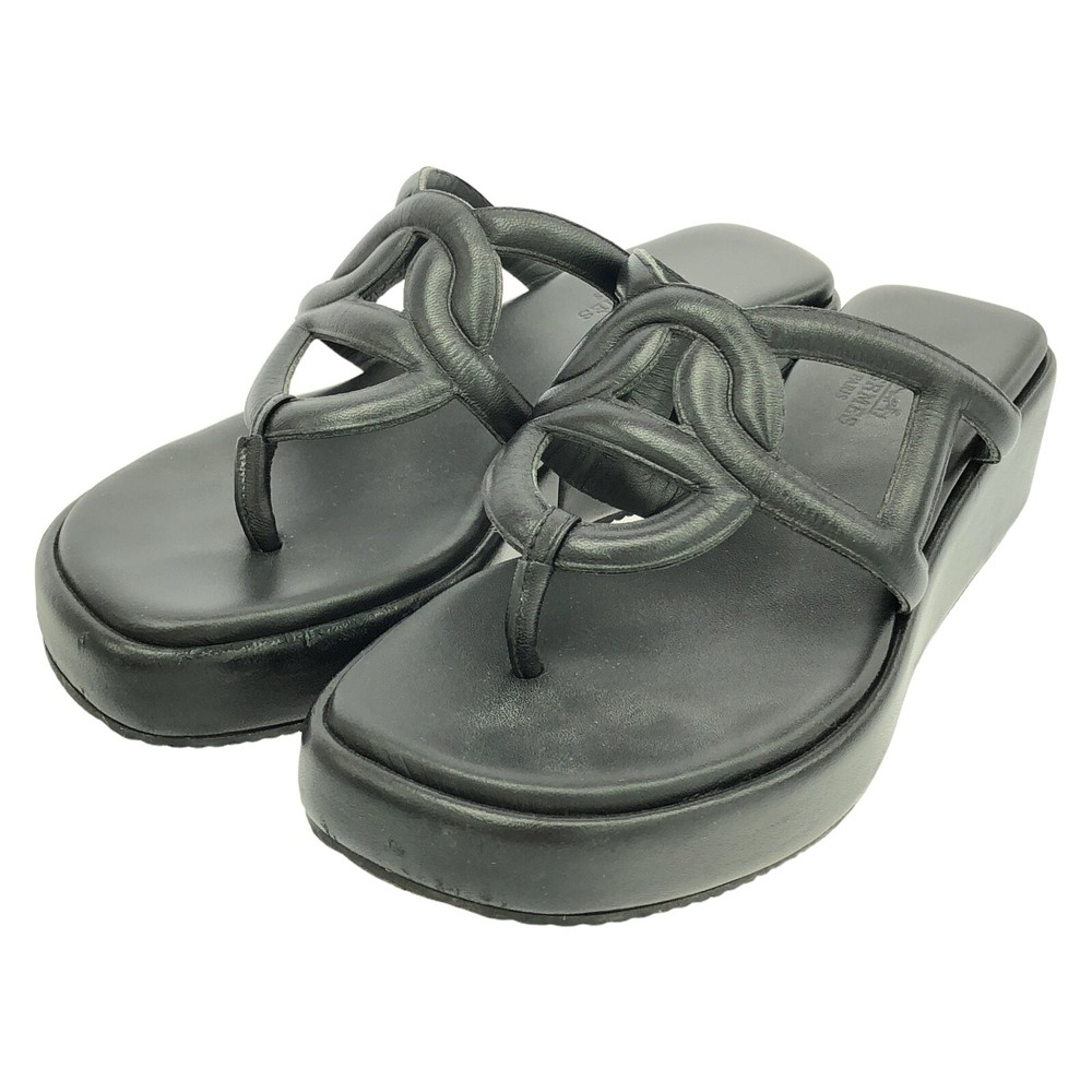 HERMES Black Leather Sandals Size 36 Women CL231083Z2210 Pre-Owned