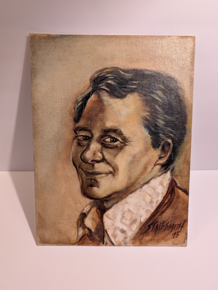 Vintage 1970's Gentleman Portrait Oil Painting on Canvas