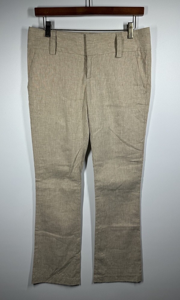 Alice + Olivia  Women’s Linen Cotton Dylan Boot Cut Dress Pant Beige Size 2