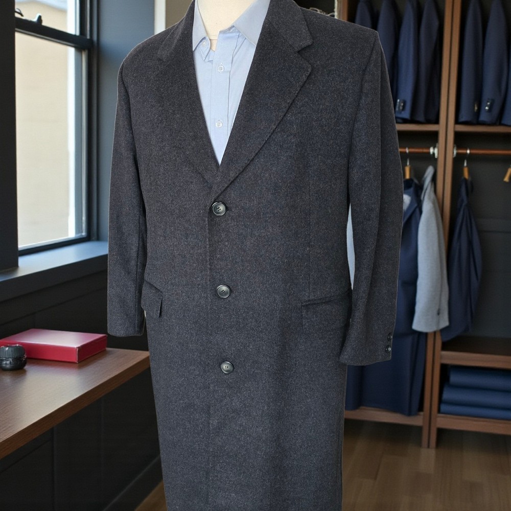 Vintage Yves St Laurent Flannel Overcoat 40S YSL Wool Cashmere 50 Italy