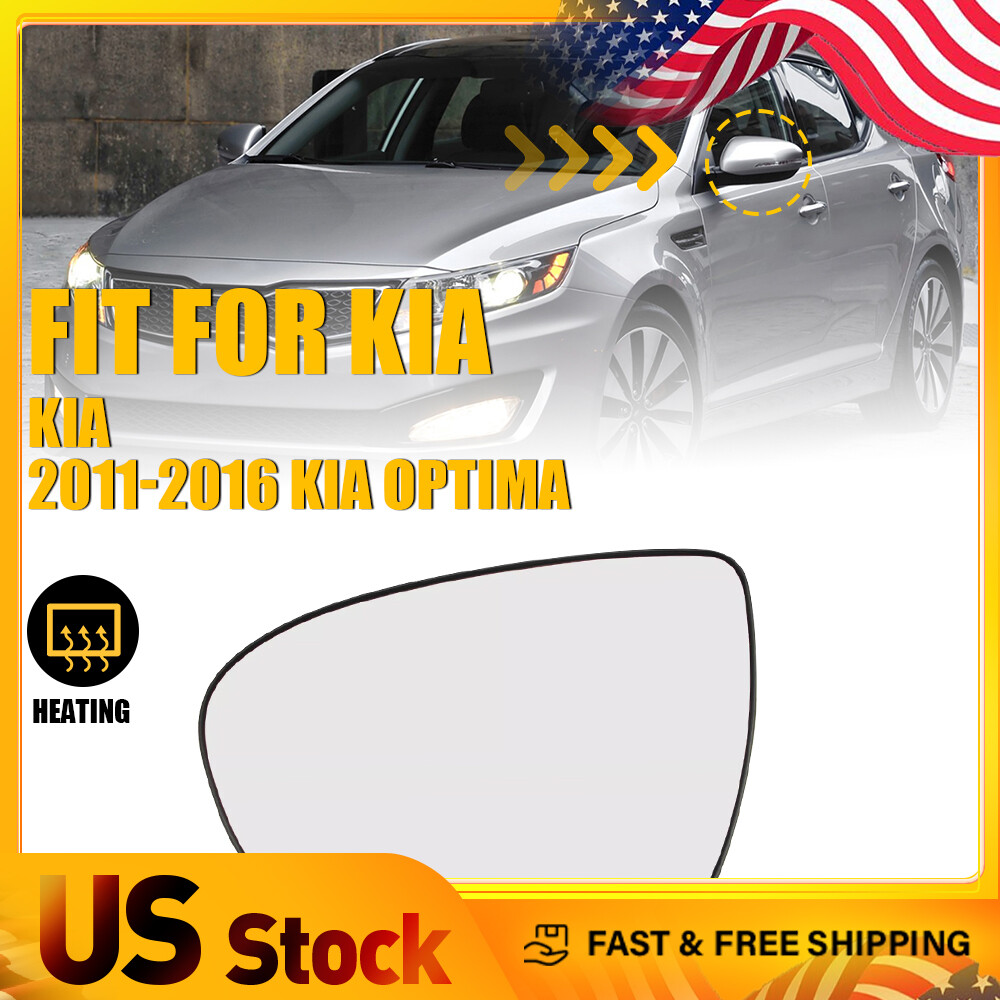 Mirror Glass For 2011-2015 Kia Optima Heated with Plate Backing Left Side