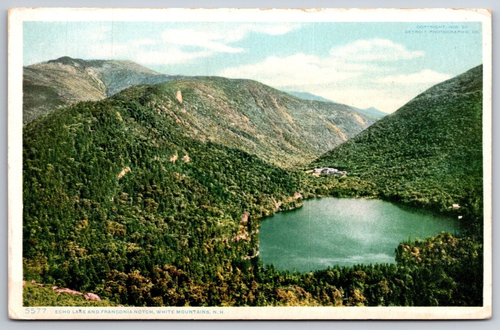 Detroit Pub~White Mts New Hampshire~Echo Lake & Franconia Notch~Vintage Postcard