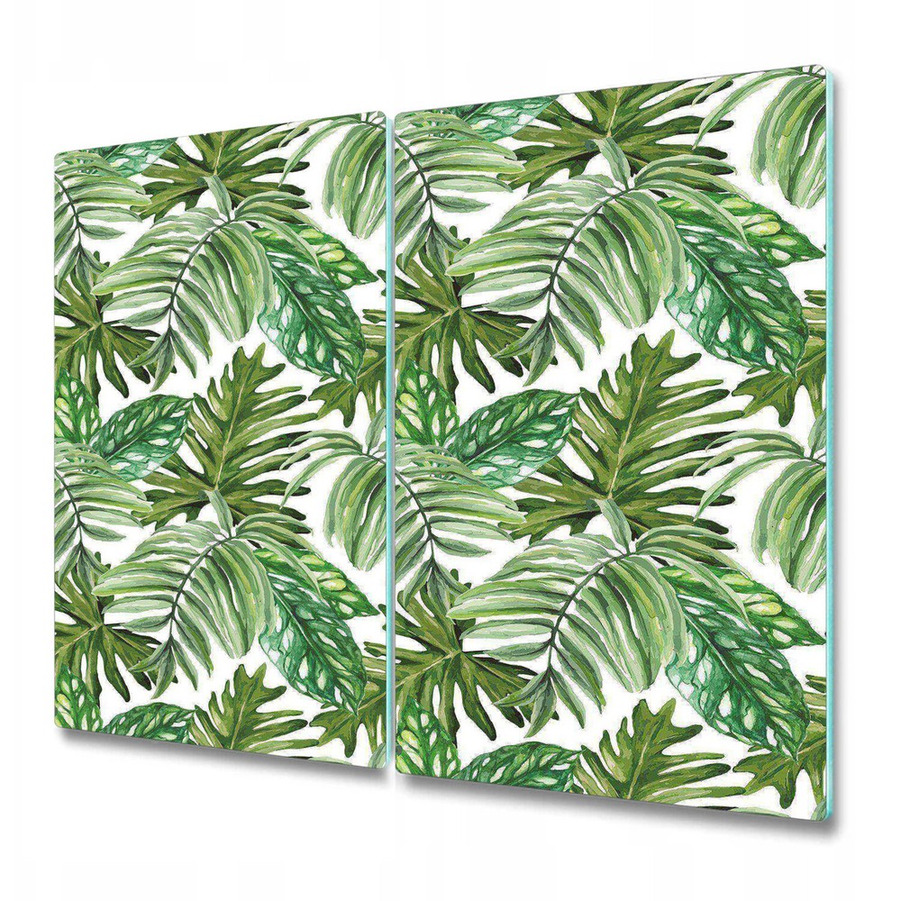 Tempered Glass Worktop Saver Jungle Leaves Watercolour Exotic Home 2x30x52