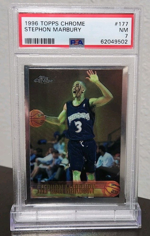 1996 Topps Chrome Stephon Marbury Rookie Card #177 PSA 7 Timberwolves RC