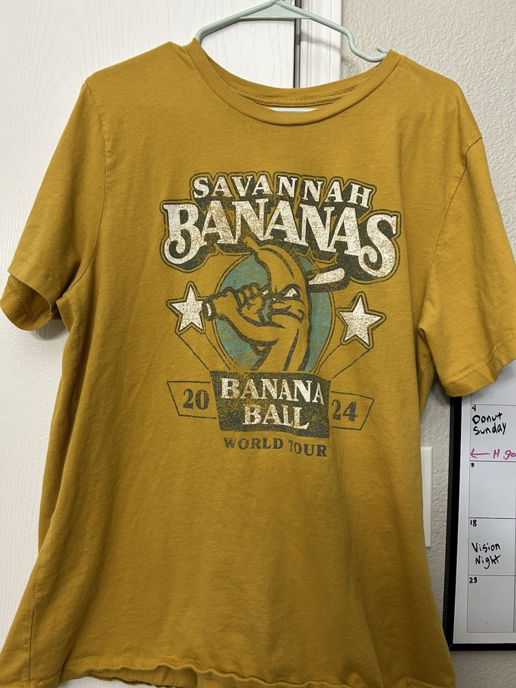 Savannah Bananas 2024 Banana Ball World Tour Yellow Short Sleeve T-Shirt Size LG