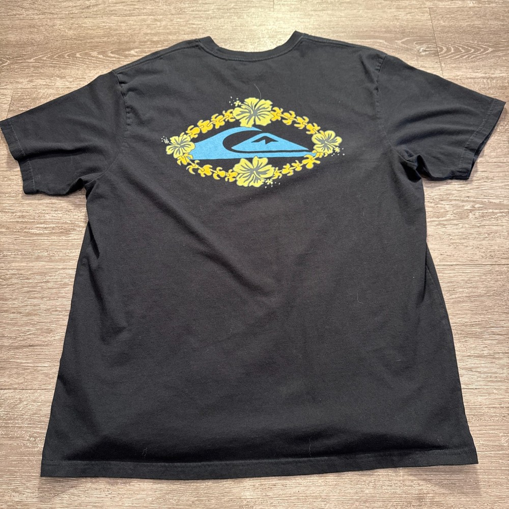 Vintage Quiksilver Shirt Mens XL Black Graphic Logo Tee Short Sleeve Y2K Surf