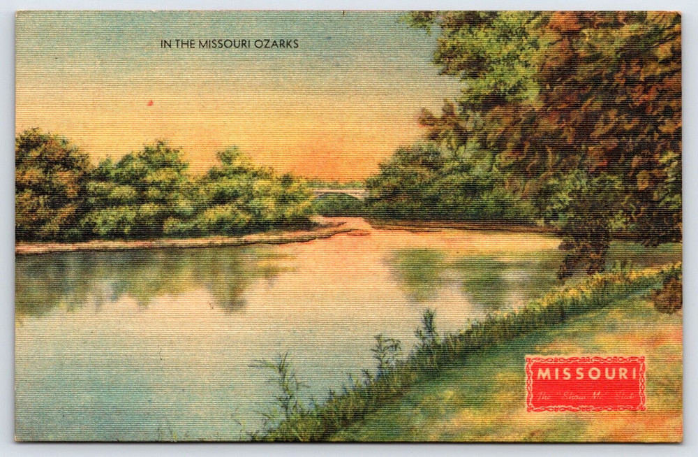 Vintage Old Postcard Antique Outdoor Landscape River Missouri Ozarks Usa