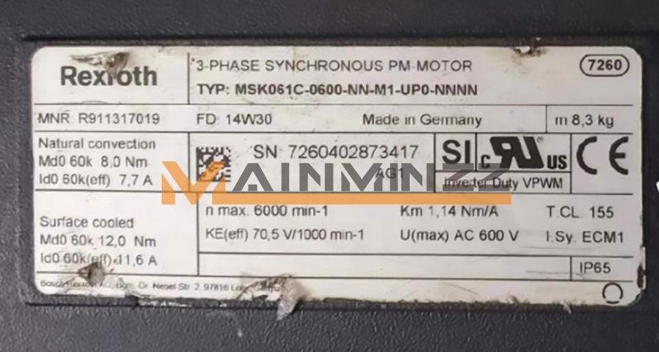1Pcs Used Rexroth Servo Motor Msk061C-0600-Nn-M1-Up0-Nnnn