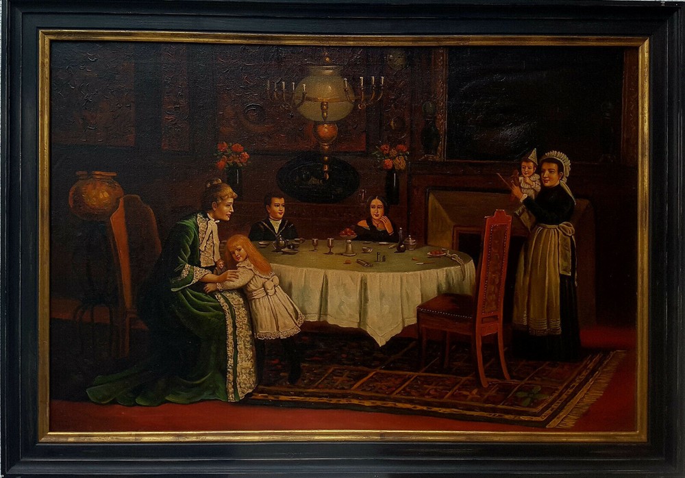 No: 1321 Large Biedermeier Oil Painting 1875 Year Old Master Portrait People