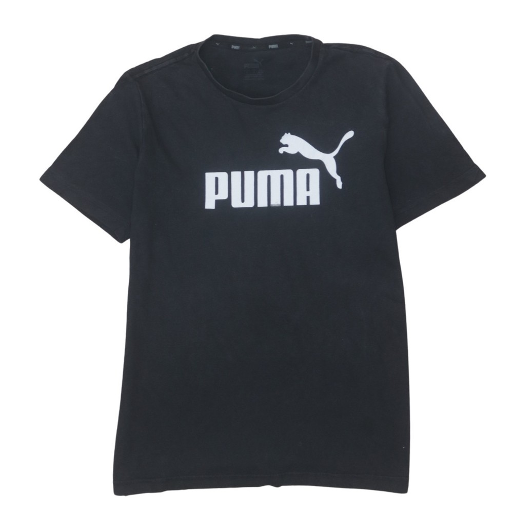 Puma Mens T Shirt Black Cotton Graphic Logo Front Short Sleeve Sportswear S