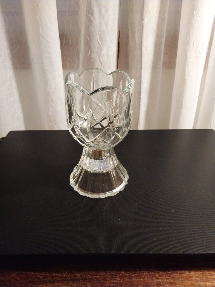 Homco Clear Glass Coquette Tulip Votive Candle Holders