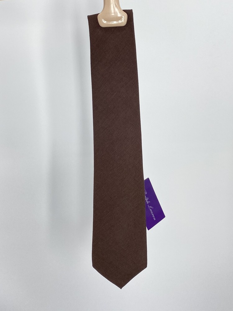 Ralph Lauren Purple Label Men's Tie Brown One Size Slip-Stitched Shaped By Hand