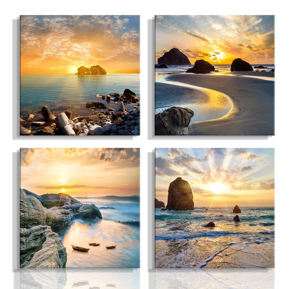 Art Romantic Sea Water Sunset Print Decorative Beach Modern Seascape Painting...