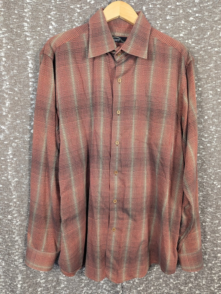Vintage Jhane Barnes Frequency Striped Long Sleeve Button Up Shirt Men's Large