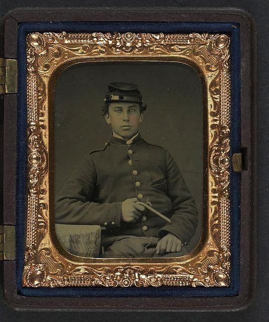 Unidentified Soldier,Union Uniform,Forage Cap,Pistol,American Civil War,c1865