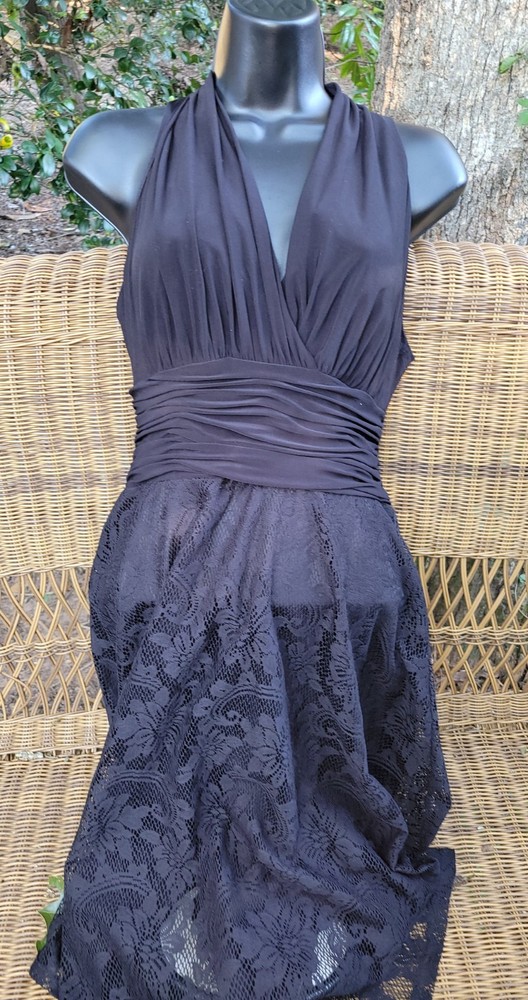 Evan Picone Marilyn Monroe Black Halter Cocktail Party  Dress Size 4