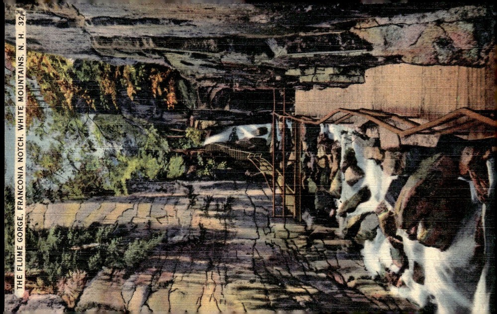 1944 The Flume Gorge Franconia Notch White Mountains NH Linen Tichnor Postcard