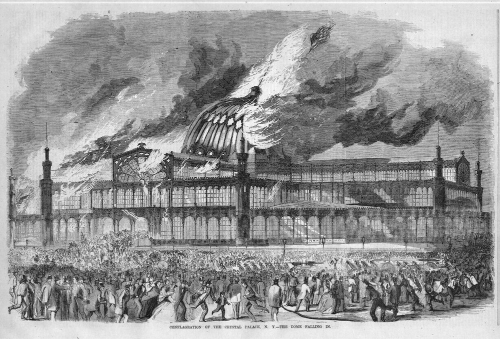 NYC Crystal Palace Fire Chaos Dome Collapse Crowd Flees