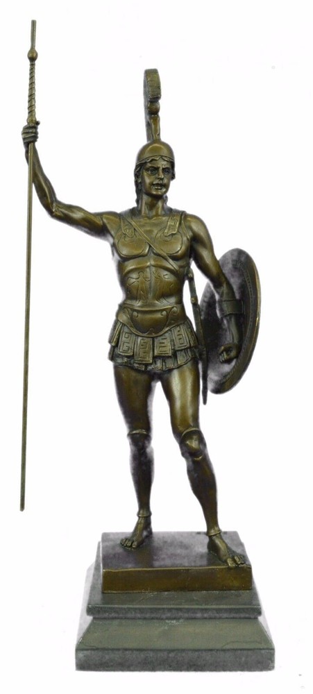 Achilles with Spear and Shield Greek Mythology Bronze Statue-image