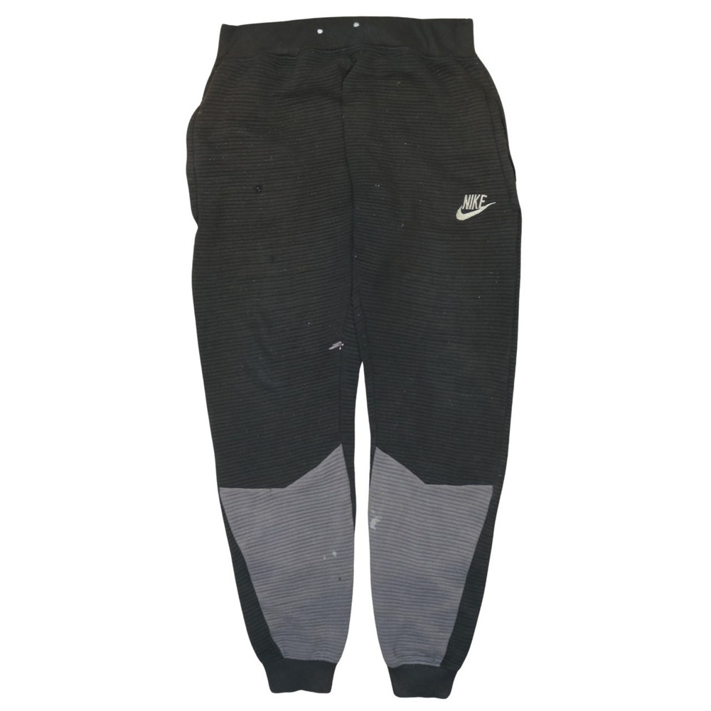 Nike Mens Joggers Black Ribbed Panelled Cuffed Sweatpants Embroidered Logo M