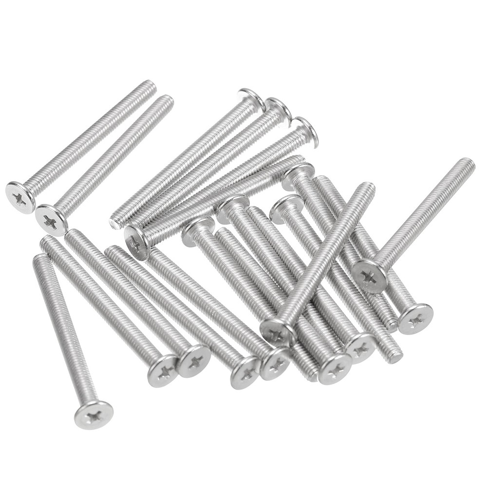 M5-0.8 x 50mm 30Pcs Metal Flat Round Head Screws Phillips Drive Machine Bolt