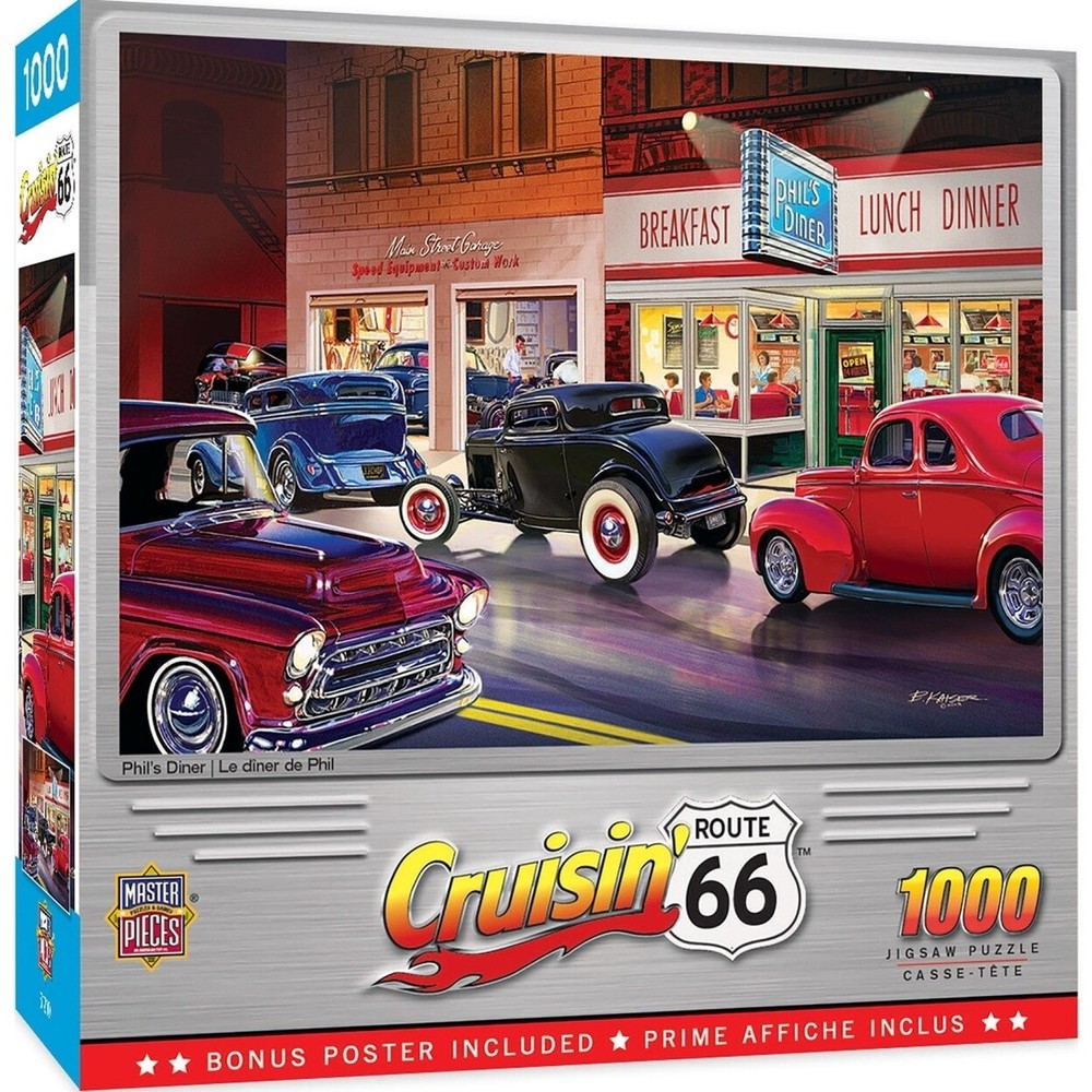 Cruisin Route 66 - Phils Diner 1000 Piece Jigsaw Puzzle