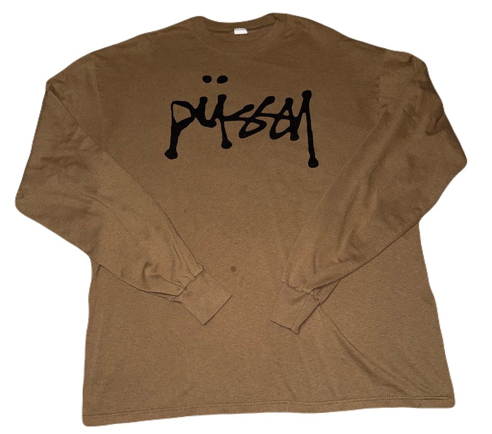 Rare Vintage Stussy Pussy Parody Graphic Skate Grunge Long Sleeve Shirt Size XL