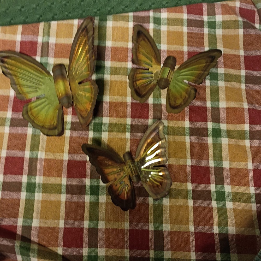Vintage HOMCO Brass Butterfly Wall Decor Set of 3 Mid Century Gold MCM Vtg