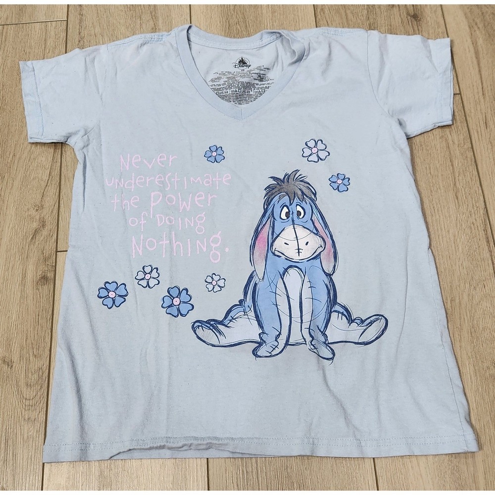 Disney Eeyore Winnie-the-Pooh V-Neck Graphic Tee Shirt Womens XS