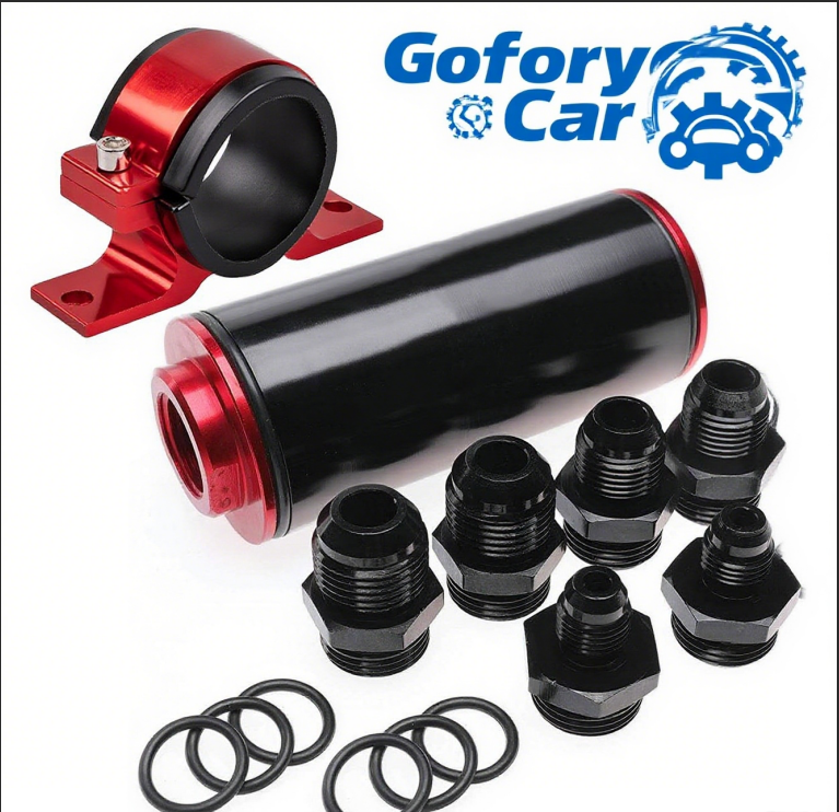 High Flow Inline Fuel Filter 100 Micron Cleanable AN6 AN8 AN10 Adapter Universal