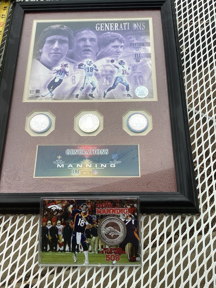 Manning Family Football Legacy Highland Mint Silver Plaque Collectible