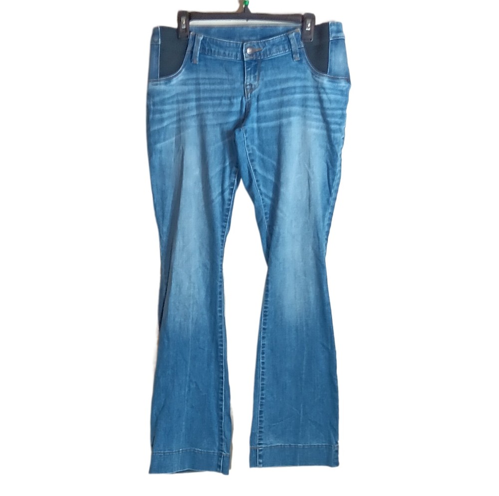 Liz Lange Maternity Flare Jeans Womens Small Light Wash Low Rise Stretchy Fit