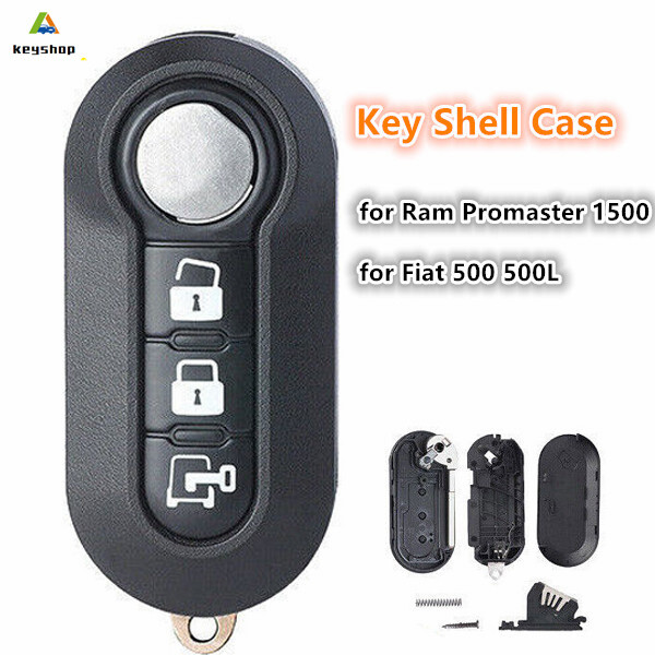 Flip Remote Key Shell Case Fob 3 Button for Ram Promaster 1500 for Fiat 500 500L