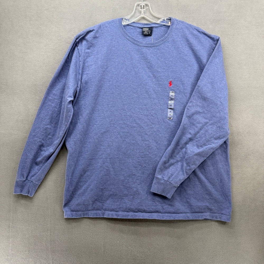 Polo Ralph Lauren T-Shirt Mens XXL Blue Heather Long Sleeve Pony Logo