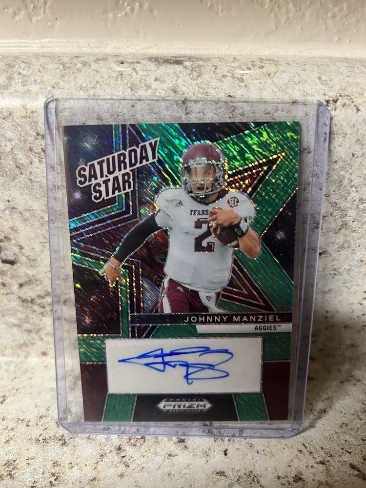 2025 Panini Prizm Draft Picks Johnny Manziel Saturday Star Green Shimmer Auto /8