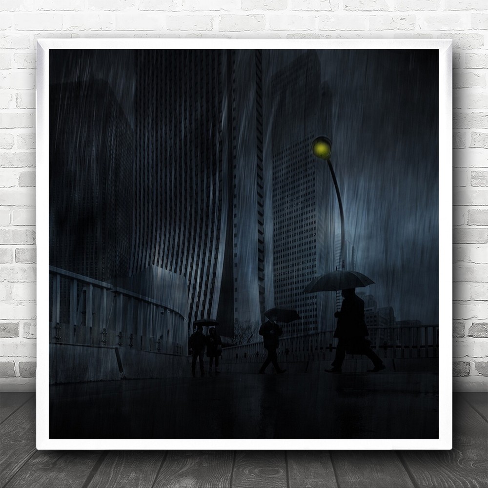 Street Yellow Creative Edit Building Buildings City Cityscape Square Art Print