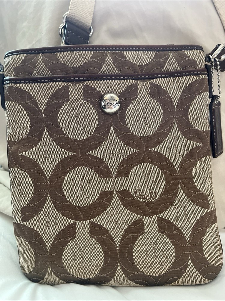 Coach Small Tan And Brown Crossbody Bag